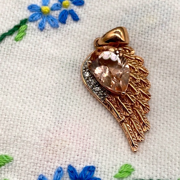 Gem Treasures rose gold vermeil over sterling silver & morganite angel wing 🧚 - Picture 2 of 6